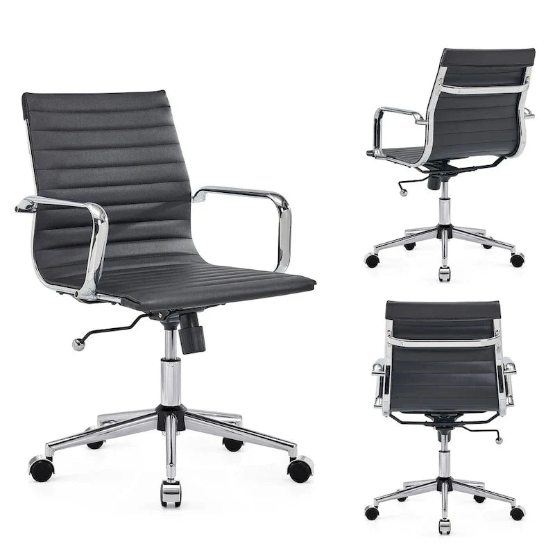 Chaise de bureau à dossier cannelé LUXMOD pour ordinateur et télétravail