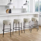 Nathan James Lot de 4 tabourets de bar sans dossier Isaac hauteur comptoir Boucle Blanc