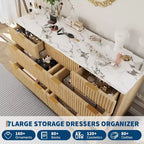 Commode moderne cannelée à 7 tiroirs, meuble de rangement de style Mid-century, organiseur de rangement en bois pour chambre à coucher, salon