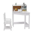 Ensemble bureau et chaise pour enfants, table d'étude d'angle en bois avec étagère, tableau d'affichage et porte-stylo, table d'écriture pour garçons et filles, blanc