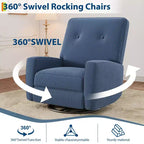Fauteuil inclinable moderne 3 en 1 pivotant et à bascule, fauteuil à bascule à 360° avec dossier et repose-pieds réglables, fauteuil rembourré pour chambre de bébé, salon, chambre à coucher