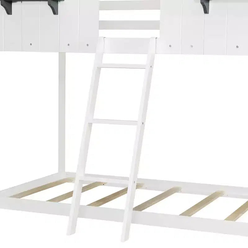 Lit superposé Luxystar de style cabane avec toit et fenêtre