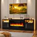 Meuble TV cheminée Bossin 70 avec cheminée électrique 36, meuble TV pour téléviseurs jusqu'à 80 pouces, lumières LED 16 couleurs/centre de divertissement