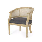 TUYOHW Fauteuil d'appoint moderne en bois avec assise épaisse et confortable, dossier incurvé en rotin, fauteuil de salon pour le séjour, la chambre