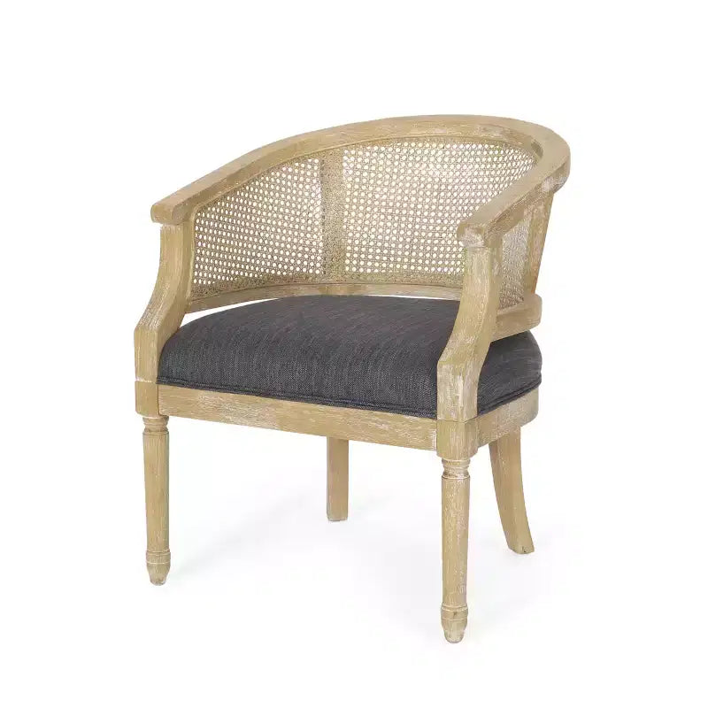 TUYOHW Fauteuil d'appoint moderne en bois avec assise épaisse et confortable, dossier incurvé en rotin, fauteuil de salon pour le séjour, la chambre