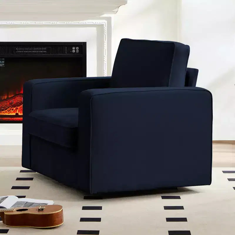 Mjkone Fauteuil pivotant moderne 360°, Fauteuil carré rembourré, Canapé simple confortable en chenille