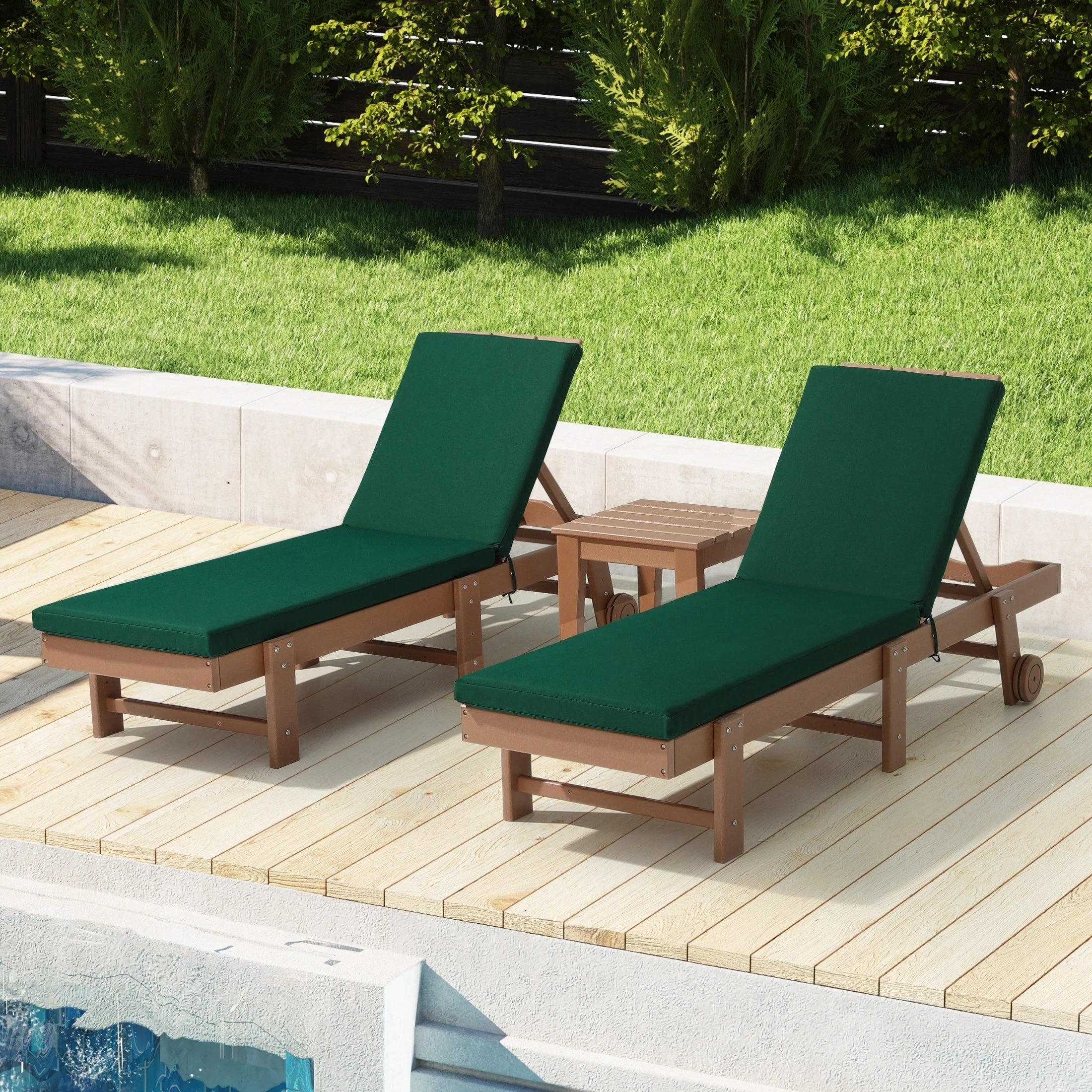 Coussins de chaise longue de patio d'extérieur tout temps Polytrends Fading Free - (Lot de 2)
