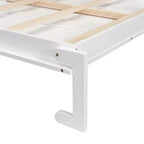 Lit escamotable Queen Size avec armoires latérales et éclairage LED, lit armoire pliant avec étagères de rangement et tiroirs pour chambre d'amis, blanc