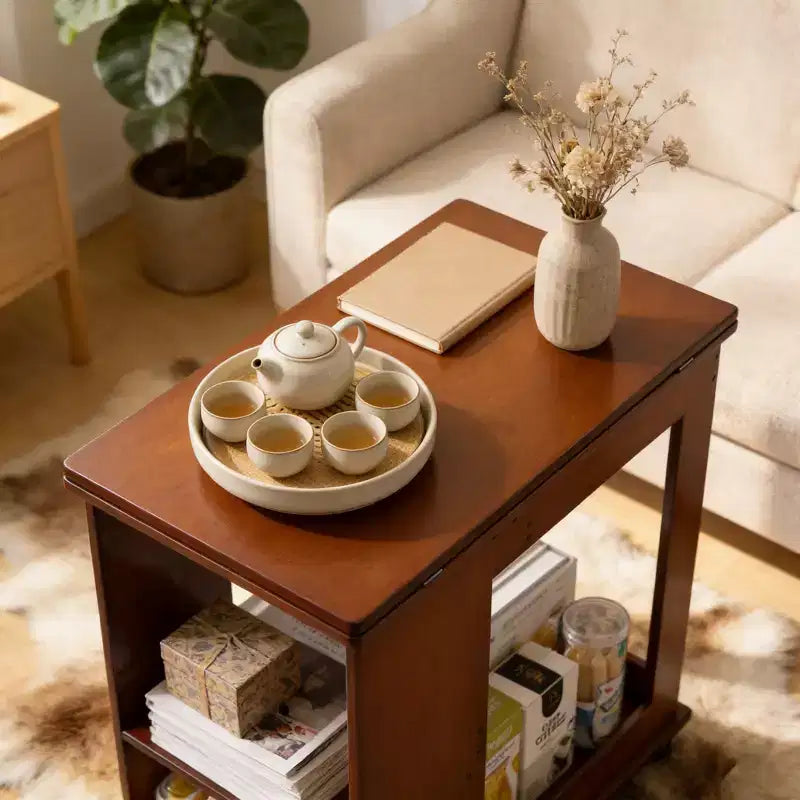 Bureau pliable en bambou GDFStudio Alarice avec rangement mobile