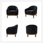 Fauteuil tonneau moderne Augus en bouclette avec pieds en bois massif par HULALA HOME