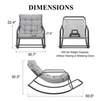 Fauteuil à bascule surdimensionné, transat d'extérieur très large de 204 kg avec coussins résistants à l'eau