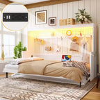 Lit escamotable Dalton en bois GDFStudio avec bureau intégré et station de charge USB