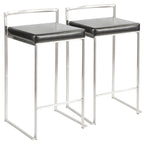 Tabouret de comptoir Silver Orchid Forrest en acier inoxydable empilable et entièrement soudé (lot de 2)