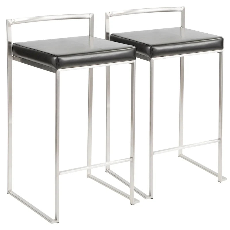 Tabouret de comptoir Silver Orchid Forrest en acier inoxydable empilable et entièrement soudé (lot de 2)