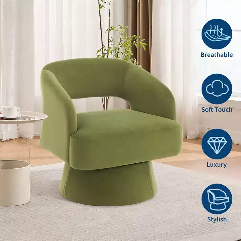 Fauteuil pivotant - Fauteuil moderne rembourré avec dossier rayé et rembourrage moelleux, chaise longue ronde pour salon, chambre à coucher (1 pièce)