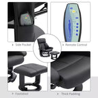 Fauteuil inclinable avec repose-pieds ottoman, fauteuil inclinable de massage vibrant avec revêtement en similicuir et base pivotante en bois pour salon et chambre à coucher