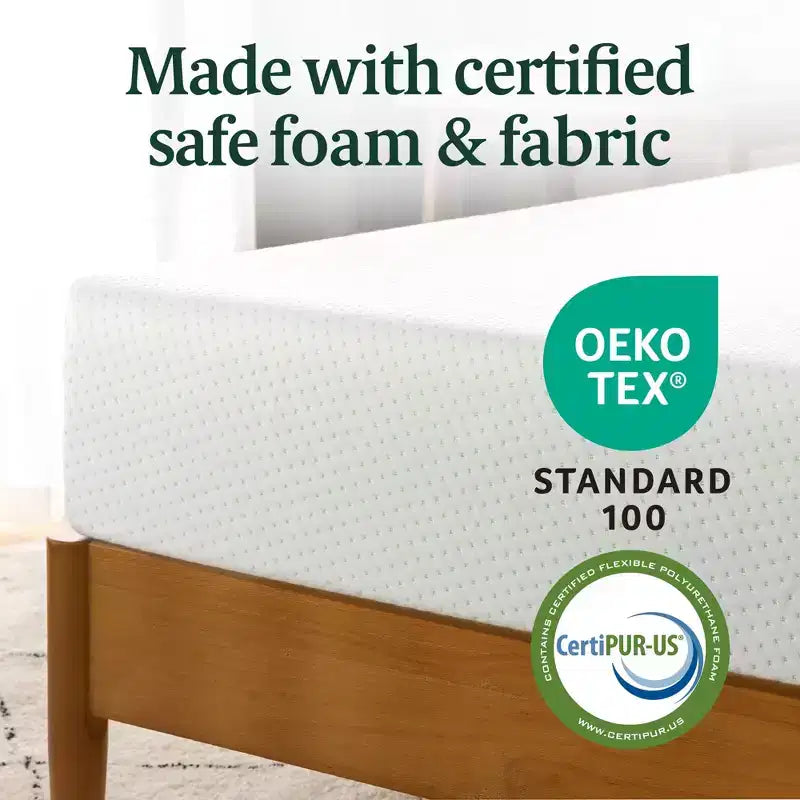 Matelas en mousse à mémoire de forme Zinus Green Tea 15 cm, simple, sans fibre de verre, fermeté moyenne, soulagement de la pression zoné, mousses et tissus certifiés sûrs