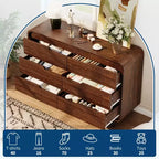 Commode à 6 tiroirs pour chambre à coucher, commode en bois moderne de 120 cm de large avec grand espace de rangement en bois, commode pour salon, couloir