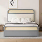 Lit plateforme en bois Whisen, format grand lit, avec lit gigogne et 2 tiroirs