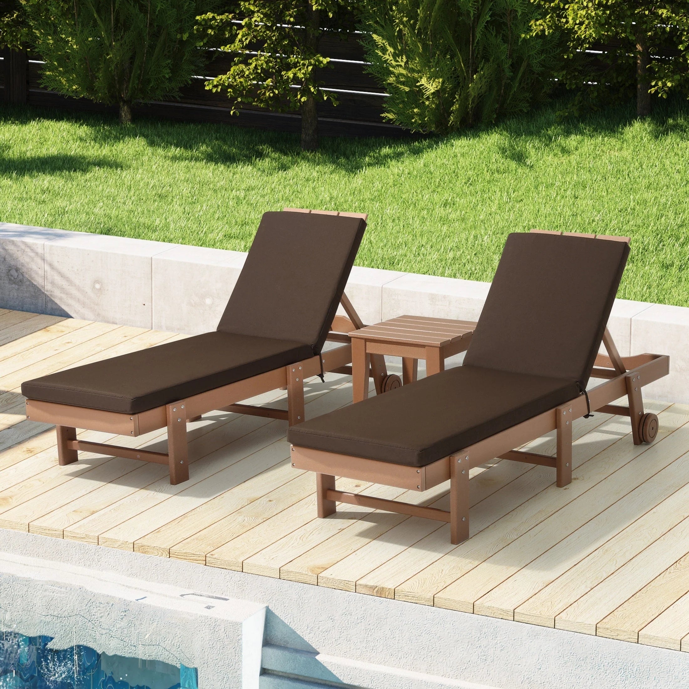 Coussins de chaise longue de patio d'extérieur tout temps Polytrends Fading Free - (Lot de 2)