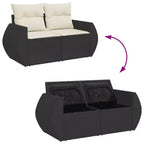 vidaXL Ensemble de canapés de jardin noir, blanc crème