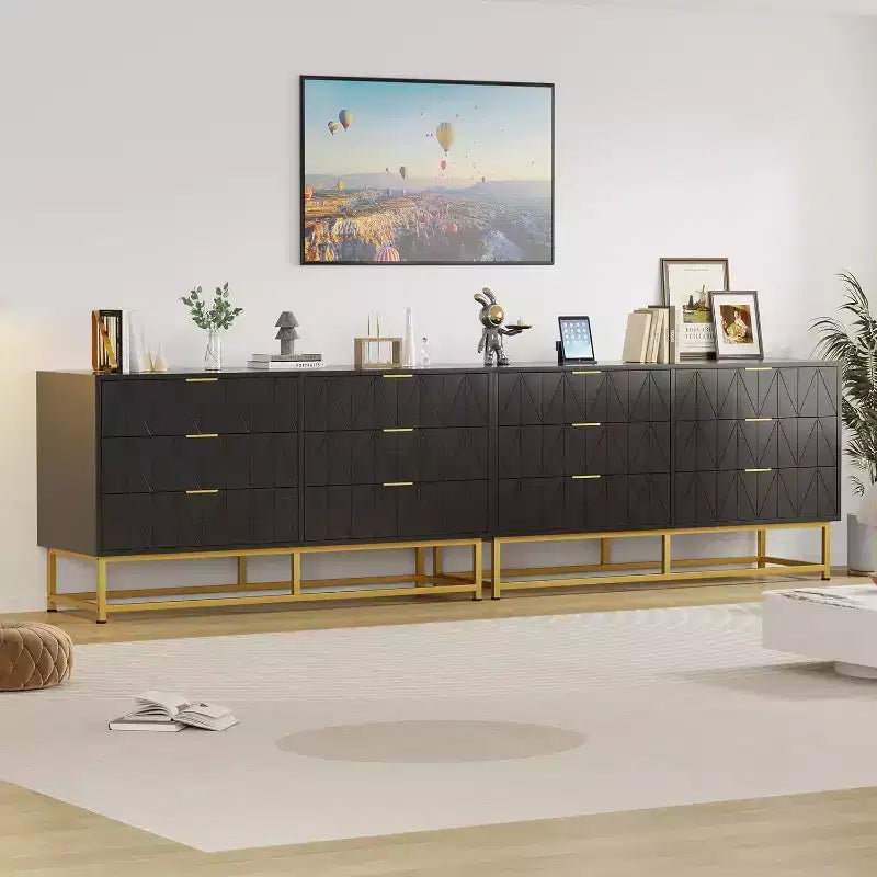 Commode 6 tiroirs Coolmee, tiroirs de commode modernes, organisateur de tiroirs avec pieds en métal, armoire de rangement pour chambre, salon, couloir, placard