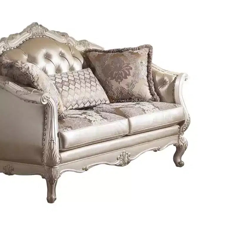 Canapé Chantelle Acme Furniture Cuir synthétique rose doré/Blanc perle