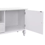 Meuble TV moderne JVNOXK de 70,9 pouces, adapté aux téléviseurs de moins de 80 pouces. Ce meuble de divertissement est doté d'étagères ouvertes et de deux tiroirs, pour le salon