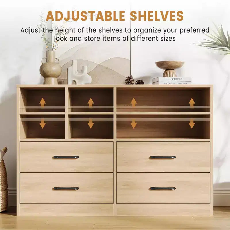2 commodes en bois pour chambre à coucher avec étagères réglables, commodes modernes avec rangement ouvert, meuble TV pour salon, couloir