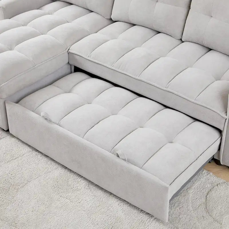 Canapé-lit d'angle escamotable en chenille 78,75 po avec ports de chargement