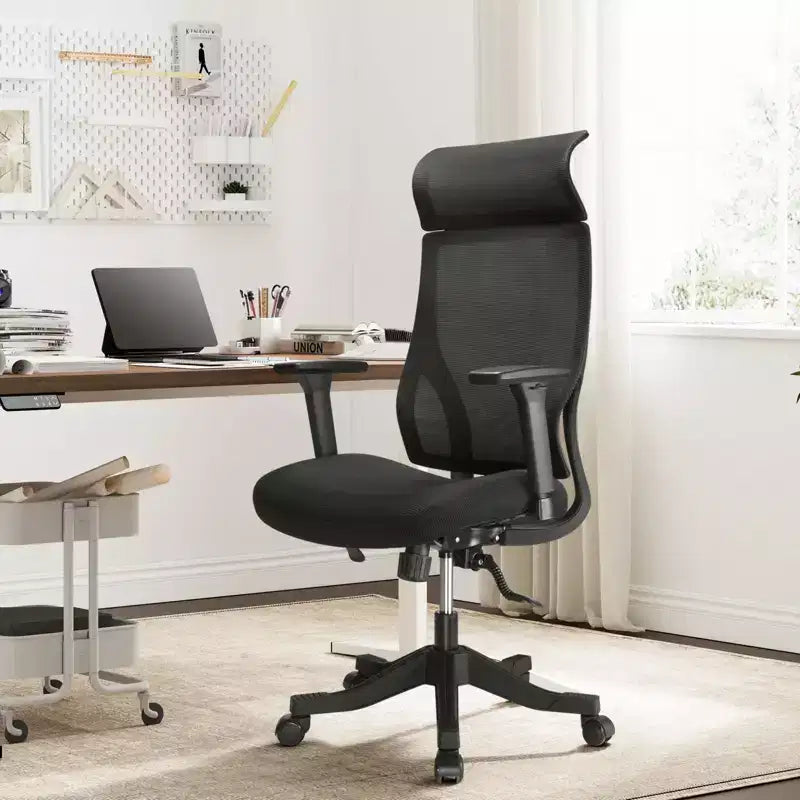 Chaise de bureau ergonomique en maille certifiée BIFMA avec coussin de 8,9 cm, support lombaire réglable, accoudoirs relevables, capacité de 150 kg