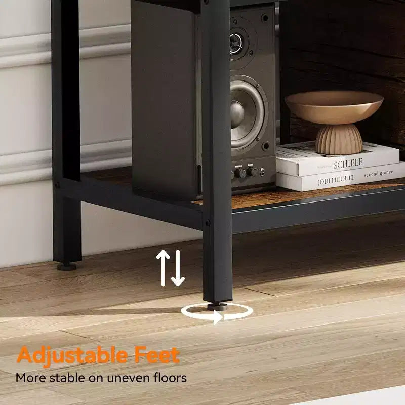 Meuble TV marron rustique de 65 pouces, meuble de style rustique avec rangement pour téléviseurs jusqu'à 75 pouces, idéal pour le salon