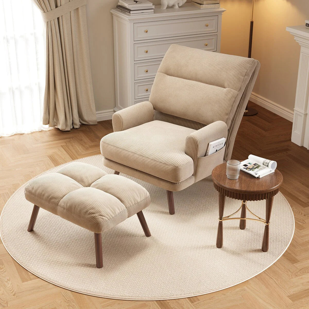 Chaise longue inclinable réglable OVIOS avec ottoman