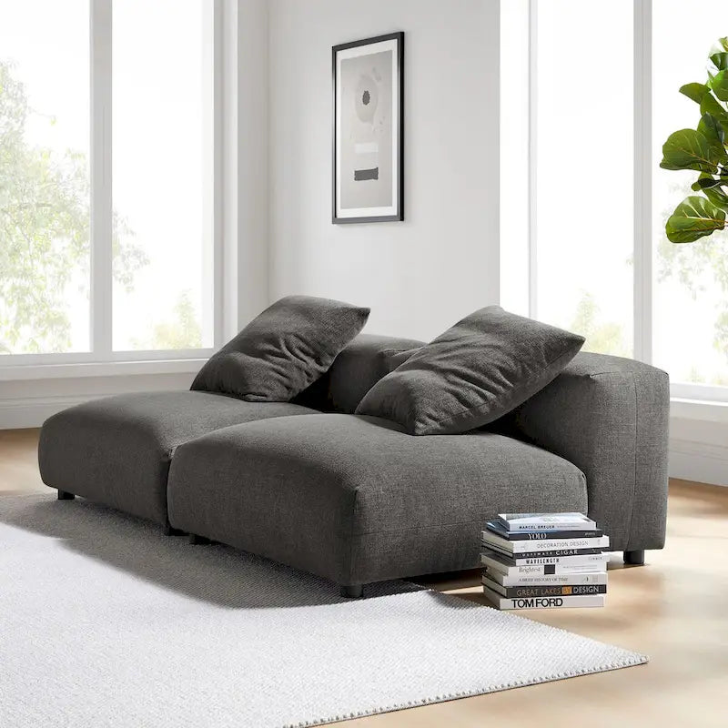 Canapé modulaire 2 places en tissu rembourré Solace