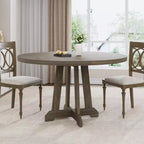 Table à manger ronde pour 4 personnes, table de cuisine en bois de 119 cm avec pieds à tenons, table circulaire, table de salle à manger, cuisine