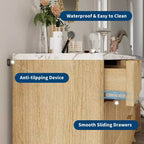 Commode moderne cannelée à 7 tiroirs, meuble de rangement de style Mid-century, organiseur de rangement en bois pour chambre à coucher, salon