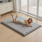 VEVOR Tapis Tatami Japonais, Matelas Tatami Pliable Taille Standard, Matelas Futon avec Sac de Rangement, Tapis de Sol 9 Couches, 203 x 137 x 8,9 cm, Gris