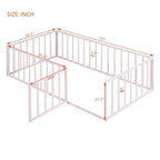 Okak Lit en métal pour enfant jumeau/double/grand, cadre de lit avec clôture surélevée et porte verrouillable, lit pour enfant pour chambre d'enfant et salle de jeux