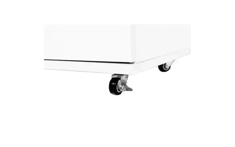 JVNOXK Meuble à cinq tiroirs de 76 cm avec 4 roulettes, meuble de rangement moderne avec poignées découpées, tiroirs à glissement fluide, blanc