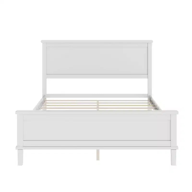 Cadre de lit plateforme pleine/grand lit/très grand lit avec tête de lit et support à lattes en bois, blanc/brun - ModernLuxe