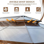 Tonnelle EROMMY à toit rigide, pergola extérieure avec double toit, moustiquaire et rideaux, auvent robuste pour patio, jardin, fête au bord de la piscine