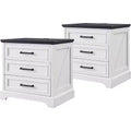 BALHAM TRADE-Tables de chevet lot de 2 avec station de recharge, 3 grands tiroirs, pour chambre à coucher ou salon