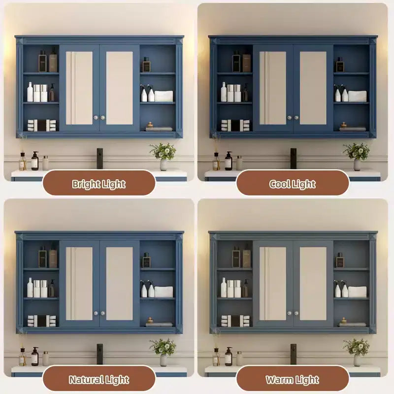 Meuble haut de salle de bain de 47 pouces, Armoire à pharmacie murale avec miroir et étagères ouvertes, Armoire de rangement flottante au-dessus des toilettes pour salle de bain