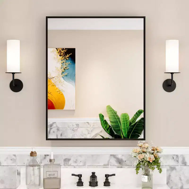 Armoire à pharmacie Elise avec miroir, armoire de salle de bain à montage en surface ou encastré, étagères réglables en verre trempé, réversible