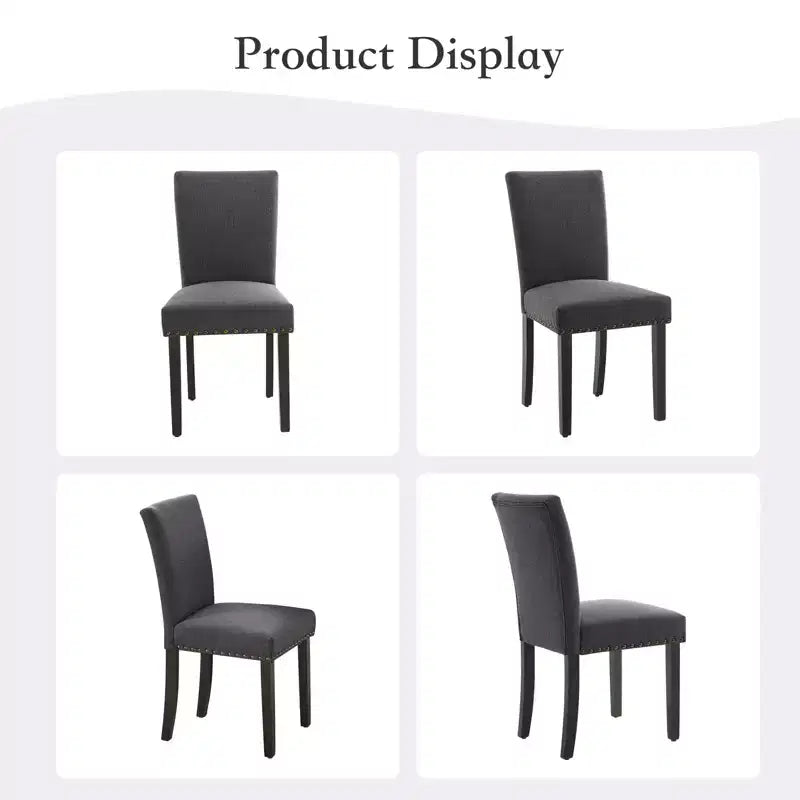 Lot de 2 chaises de salle à manger modernes, chaises de cuisine en tissu rembourré avec garniture cloutée, chaises de salle à manger confortables pour petit appartement, maison