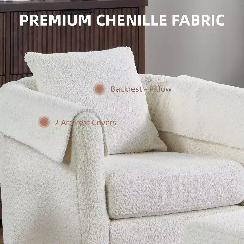 Fauteuil pivotant FurnitureR avec pouf, ensemble fauteuil de salon rembourré et repose-pieds, fauteuil moderne et confortable pour salon, chambre à coucher, coin lecture