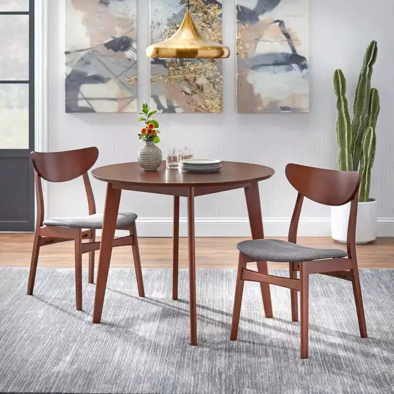 Buylateral Tania Table à manger ronde style Mid-Century Modern de 35,5 po en noyer