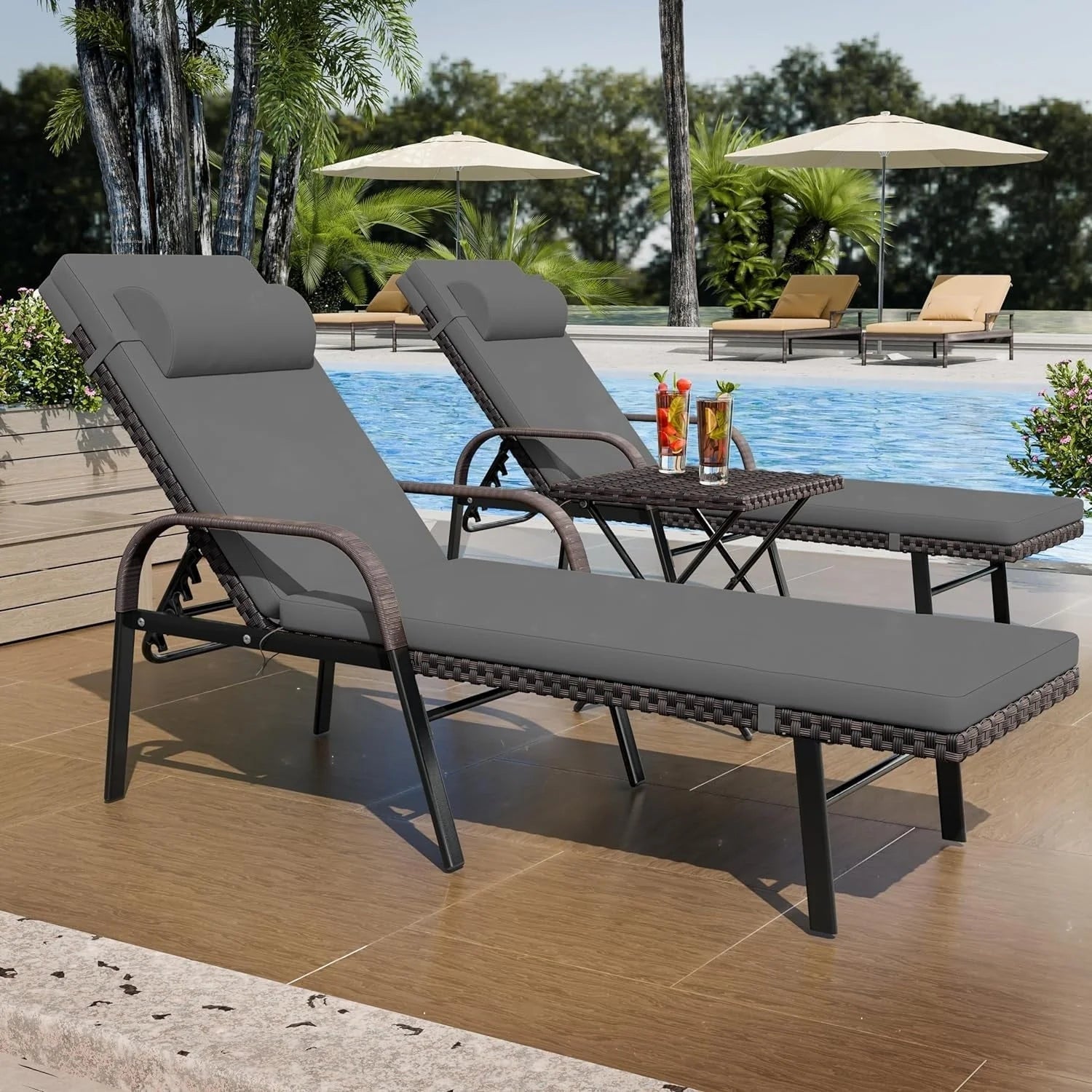 Ensemble de 3 chaises longues d'extérieur Kullavik
