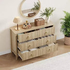 Acekool Commode cannelée à 6 tiroirs de 120 cm, Meuble de rangement moderne pour chambre à coucher, salon