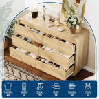 Commode à 6 tiroirs GustoWave, commode en bois avec pieds en métal et kit anti-basculement, meuble de rangement à coins arrondis pour chambre ou salon